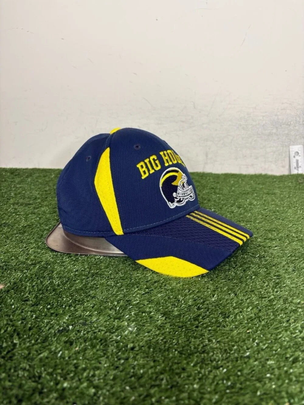Michigan Wolverines hat cap fitted small S/M blue yellow adidas big house mens